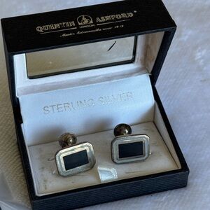 Quentin Ashford Sterling Silver 925 Cufflinks - Black Enamel